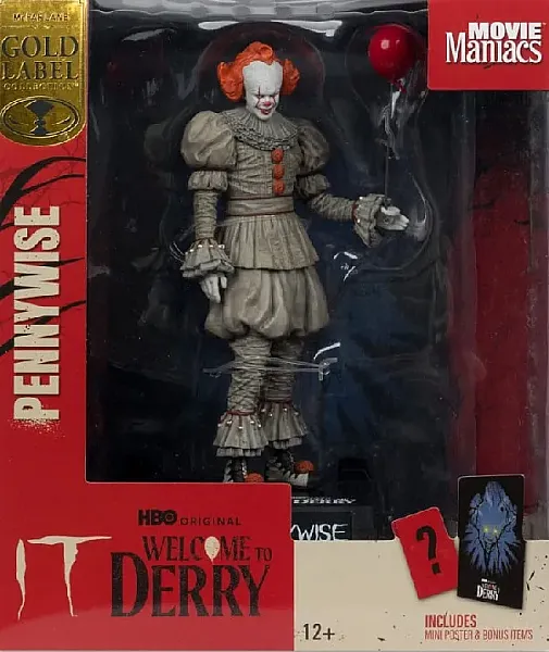 IT: WELCOME TO DERRY MOVIE MANIACS PVC STATUE PENNYWISE (GOLD LABEL) 16 CM